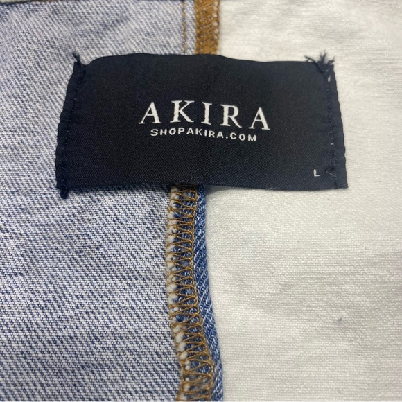AKIRA Women’s Blue and White Patchwork Denim Jacket LG Light Distressing RUGGED - Picture 3 of 12